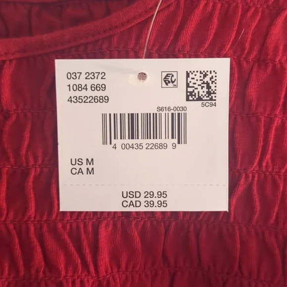 American Eagle Sunchaser Knit Puff Sleeve Smocked Top - Picture 7 of 7